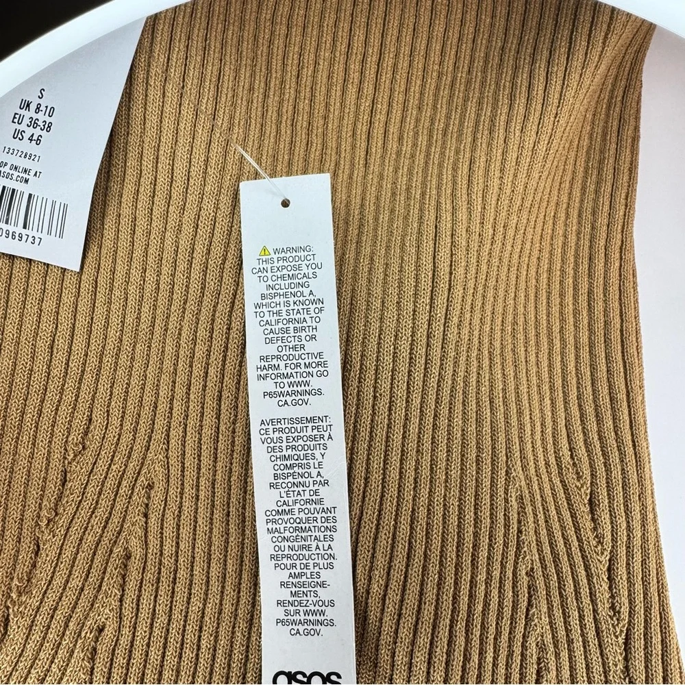 NWT Topshop Tan Ribbed Midi Pencil Skirt with Side Slit Sz4/6 Career Comfy